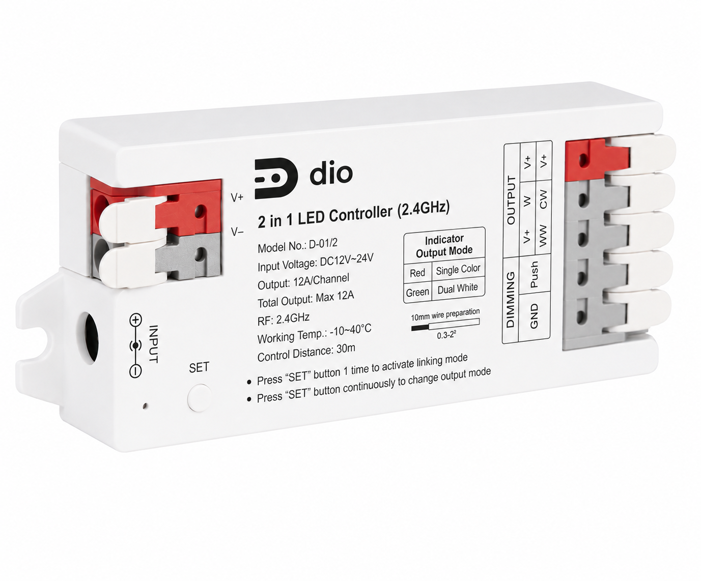 Controller for 1-zone single/CCT color LED strip (ECO)
